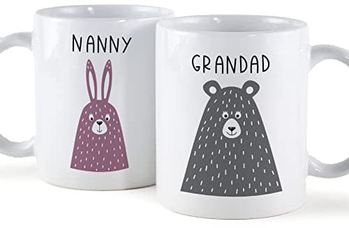 The Gift Experience Personalised Pair of Grandparents Mugs, Personal Mug, Gift for Grandparents, Retirement Gifts