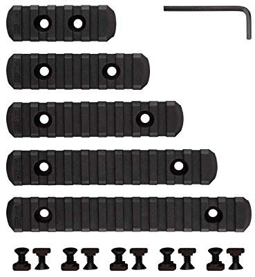 5pcs Polymer Picatinny Schiene, 5-Slot 7-Slot 9-Slot 11-Slot 13-Slot Leichter Schienenabschnitt Zubehör mit 10 T-Muttern, 10 Schrauben und 1 Schraubenschlüssel