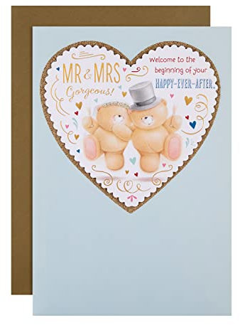 Hallmark Glückwunschkarte zur Hochzeit – Große Forever Friends Braut und Bräutigam Design mit 3D-Effekt Herz