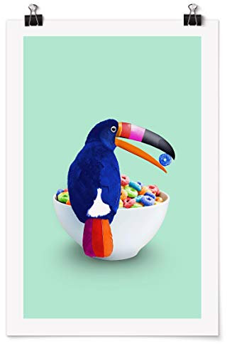 Bilderwelten Poster - Jonas Loose - Frühstück mit Tukan - Selbstklebend seidenmatt 75 x 50cm