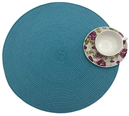 Molinter Lot de 2 sets de table ronds tressés - Pour décoration de table à manger - Bleu