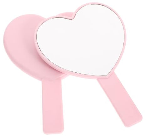 Beaupretty 2 Pcs Coeur Miroir de Poche Petit Portable Créatif Cosmétique Main Miroir de Voyage en Plastique pour Femme Dame Fille Cadeau (Rose)