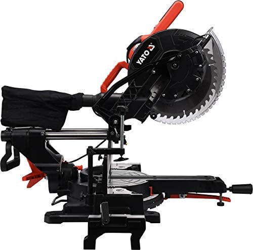 Yato XXL Zug Kapp Gehrungssäge mit Laser mit horizontaler & vertikaler Schnittwinkelverstellung (1800W, 5.000 min-1, Sägeblatt Ø 305 x 30 mm, max. Schnittstärke 105mm), 230 V, Schwarz