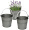 3 Stück kleine - Metalleimer/Blumentöpfe - metallic grau/anthrazit - 15 cm hoch - 2 Liter - Metall rostfrei - Blech Eimer - rund - mit 3-D Effekt Rillen..