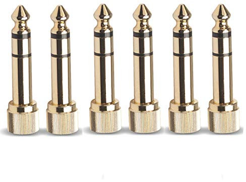 winwill 6 Stück vergoldete Klinke Adapter 6,35mm Stecker auf 3,5mm Buchse Adapter Anschraubadapter 1/4 Stecker auf 1/8 Buchse