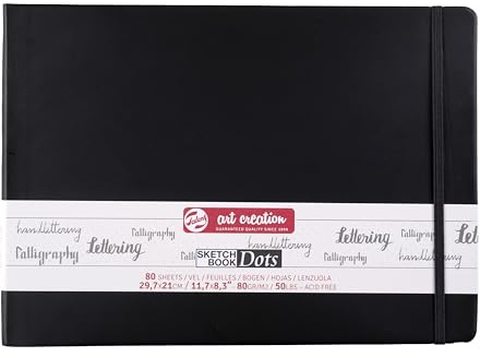 Talens Art Creation Papier - Gepunktetes Skizzenbuch A4-29.7x21cm - 80 Blatt - 80g - Schwarzer Umschlag - Ideal zum Zeichnen & Journaling