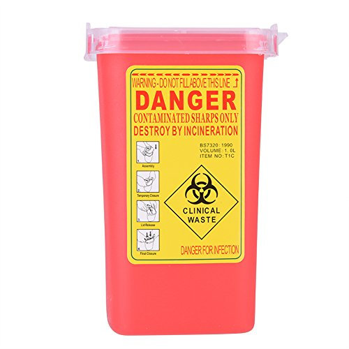 Contenedor De Tatuaje Agujas, 1L De Tamaño Tatuaje Objetos Punzantes Desechable Bote De Basura Plástico Médico Eliminación De Agujas Portátil Mini Caja De Residuos 4.5 X 3.9 X 6.5 Pulgadas(rojo)