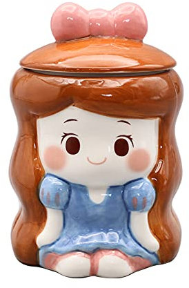 Princess Mug with Lid 3D mug Ceramic Coffee Cup Moon Tea Cup Gift Office Home (princess brown, 350 ml)