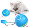 IOKHEIRA Katzenball mit LED-Licht, Elektrisch Zwei-Farben Katzenspielzeug Ball interaktives Spielzeug für Katzen, selbstdrehender 360-Grad-Ball, wiederaufladbares interaktives Blau Ball