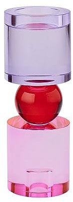 Gift Company Kerzen- und Teelichthalter Sari M, Windlicht, Dekolicht, Kristallglas, Rosa, Rot, Flieder, 21.5 cm, 1097004012,5cm
