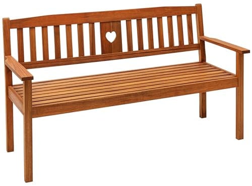 Dehner Gartenbank Heart, 3-Sitzer, 90 x 158.5 x 61 cm, FSC®-zertifiziertes Akazienholz, braun