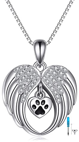 YAFEINI Tierurnen für Hunde Urne Katze Halskette für Asche Sterling Silber Herz Pfote Feuerbestattung Schmuck für Asche Gedenkschmuck für Frauen