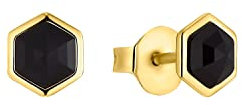 s.Oliver Ohrstecker 925 Sterling Silber Damen Ohrschmuck, mit Zirkonia synth, 0,6 cm, Schwarz, Hexagon, Kommt in Schmuck Geschenk Box, 2034897