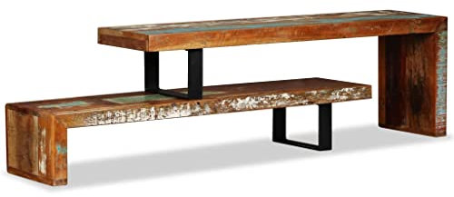 Hommdiy TV Schrank Vintage-Look Fernsehtisch Fernsehschrank Lowboard TV Möbel Tisch Board Sideboard HiFi-Schrank Recyceltes Massivholz