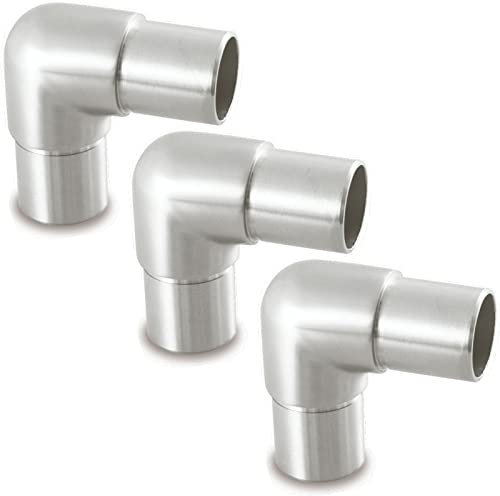 3 x Edelstahl Rohrbogen 90° Ø 42,4 mm Handlauf Geländer Eckverbinder