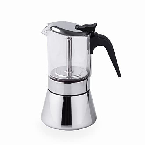 LACOR Siena Caffettiera Italiana, Caffettiera Espressa, Acciaio Inox 18 e 10, Tutte Adatte al Fuoco Compresa l'Induzione, Capacità 10 Tazze, Finitura Lucida a Specchio, 62121