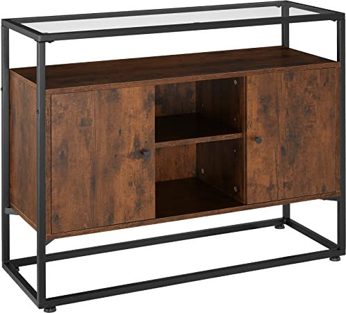 TecTake - Aparador Oldham 100x38x80,5cm, Mueble Auxiliar,Armario para Pasillo,Mesa para Cocina,mobiliario para vestíbulo (Madera Industrial Oscura)