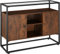 tectake® Sideboard mit Glasoberfläche, 100 x 38 x 80,5 cm, Beistellschrank mit Einlegeböden und Magnettüren aus Holz, Industrie-Design, schwarzes Metallgestell (Industrial Dunkelbraun)