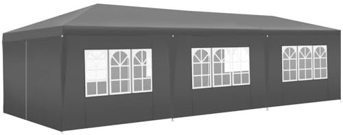 tectake® Tonnelle de Jardin 9 x 3 m autoportée en Acier époxy Tente de réception 100% Imperméable, 8 Parois, Protection Anti-UV, Sardines & Sac de Transport Inclus, Tonnelle terrasse Exterieur