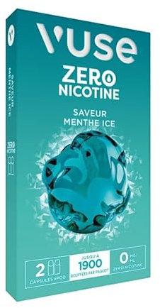 Vuse Capsules Pro, Menthe Ice Lot de 2, jusqu'à 950 bouffées* par capsule, compatibles avec les cigarettes électronique VUSE Pro et ePod 2, sans nicotine, 1,9 ml d’e-liquide par capsule.