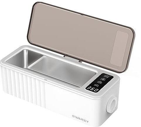 SWAREY Ultraschallreiniger 460ML Professionelle Ultraschallreinigungsgerät 45KHz Tragbarer Ultraschallgeräte mit 4 Digitalen Timer-Modi-Einstellungen für Brillen Schmuck Uhren Münzen und Zahnersatz