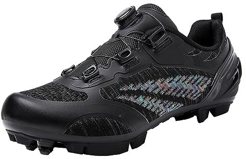 PENXZT Fahrradschuhe Damen MTB Schuhe Mountainbike Schuhe Kompatible SPD Cleats Atmungsaktive Outdoor-Fahrradschuhe,Schwarz,38 EU