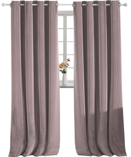 YSTELLAA Tenda 100% Oscurante Da Interno 2 Pezzi, 140×300cm, Tenda Velluto Fonoassorbenti, Tende Termiche Isolanti Per Interni, Con Anelli, Moderne, Per Camera Da Letto, Rosa