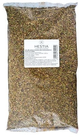 Hestia Herbs Mélange Grec d’Herbes Méditerranéennes avec Origan, Romarin, Thym, Basilic & Persil pour la Cuisine, 500 g – Mélange Authentique pour Recettes Traditionnelles