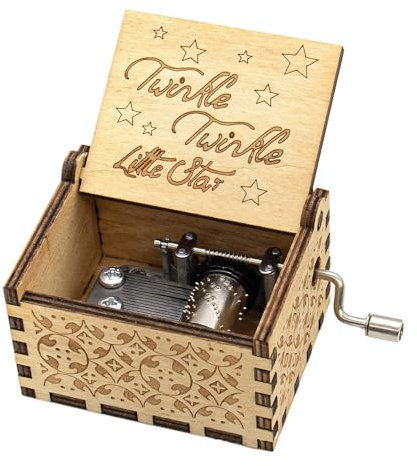 Spieluhr für Ehefrau, Vintage-Stil, Holz, manueller Griff, beruhigende Melodie gravierte Wörter, Mini-mechanische Musik für Freundin, Freund, Ehemann, A