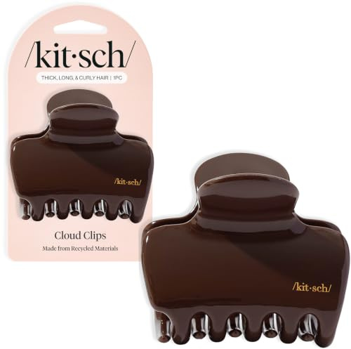 Kitsch Plastic Puffy Claw Clip for Women - 3.15 Inches Claw Clips for Full or Half Ponytail, Secure Hold for Thick Hair, Stylish Hair Accessories | Ideal Gifts for Women - Chocolate, 1pc