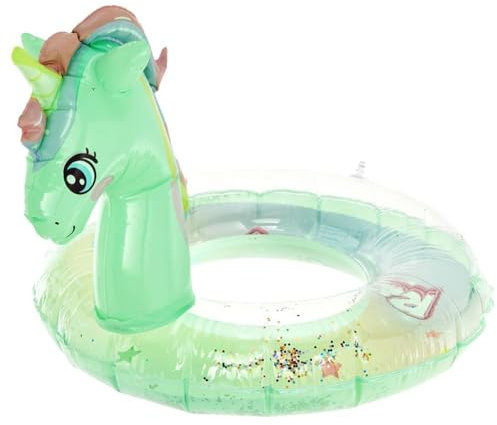 Aufblasbare Einhorn Pool Float mit Glitzern, Aufblasbarer Einhorn Schwimmring, Pool Float, Schwimmsitz für Kinder Für Kinder und Erwachsene (Grüner)