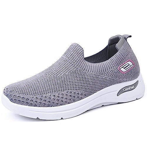 Sneaker Damen Leicht 36-41:Offener Schuh Ohne Schnürung Mesh Atmungsaktive Schuhe Mit Weicher Sohle Turnschuhe Anti-Rutsch Laufschuhe Einfarbig Freizeit-Schuhe Fashion Joggingschuhe Casual Flacheschuh