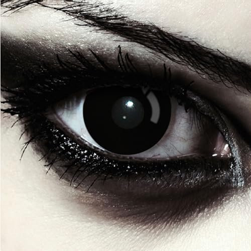 DESIGNLENSES, farbige Tageslinsen Kontaktlinsen, ohne Sehstärke für Halloween Kostüm als Zombie, Karneval, Fasching & Anime Cosplay - 2 Stück (1 Paar) Augenlinsen (Blackout, 14.00, 0.00)