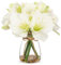 Arborus Artificial Amaryllis Flowers in Vase with Faux Water,Pebbles 30cm Fake White Flowers with Glass Vase Real Touch Spring Flowers for Home Bathroom Table Centerpiece Wedding Party Decorations