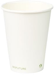 BIOFUTURE Biodegradable Party Cups - 12oz, 100% Compostable, Hot & Cold Drinks - Top Eco-Friendly Party Supplies (50 White Cups, 12oz)
