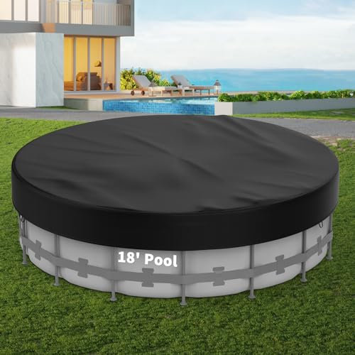 Poolergetic Runde Poolabdeckung, 4,7 m, robuste Poolabdeckungen für oberirdische Pools, runde Poolabdeckung, UV-und reißfest, wasserdicht und staubdicht
