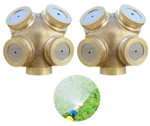 4-Fori Ottone Ugello Atomizzatore, Regolabile Ottone Atomizzatore, Ottone Spruzzatore Agricolo,Ugello Atomizzatore Per Irrigazione Giardino,Tetti,Terrazze,Prato E Agricoltura (2pcs)