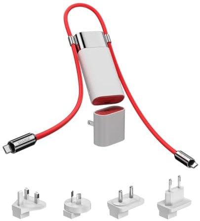 SHARGE 3 en 1 Power Bank PD 40W à Charge Rapide 10000mAh Chargeur Portatif avec câble Rouge SUPERVOOC 55W 36Wh pour iPhone 16, 12/11/Open/Nord Series