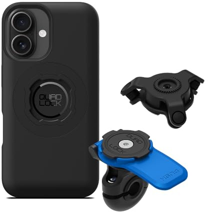 Quad Lock Mirror Motorcycle Phone Mount with Vibration Dampener and MAG Phone Case for iPhone 16