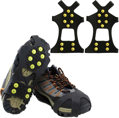 Spikes für Schuhe Winter, Schuhspikes Schnee Und EIS, Antirutsch Schuhspikes Klampen Eisspikes für Damen Herren Outdoor Schuhkrallen Spikes für Wanderschuhe Spikes Schuhe Schuhkrallen Mit 10 Zähne