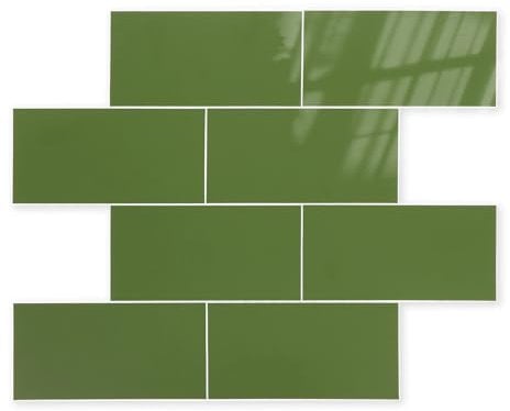 OYASIM 10-Sheet Thicker PVC Stick on Tiles for Kitchen, Green Peel and Stick 3D Splashbacks, Self Adhesive Wall Tiles Stickers for Bathroom Decor (30cmx30cm)