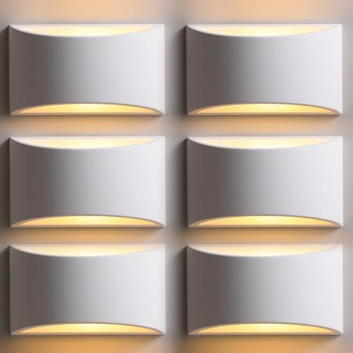 TLGREEN LED Wandleuchte Innen, 9W Weiß Gipsleuchte Modernes Design Wandlampe aus Keramik Licht Up und Down Wandlicht G9 Spotlicht für Badezimmer, Wohnzimmer, Schlafzimmer, Flur (6 Stücke)