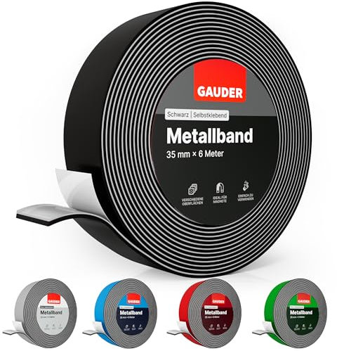 GAUDER Metallband selbstklebend schwarz I Magnethaftband ideal für Tonies®-Figuren & -Regale I Magnetband für Magnete | Ferroband I Eisenband (6 m)