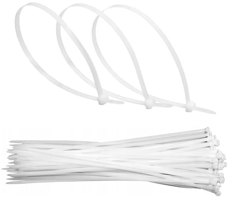 Cable Ties White 100/140/200/250/300mm Nylon Zip Tie Wraps Strong 11 Sizes for Home, Office and Industrial Use Multi-Purpose Cable Management (100, 3.6 x 140mm)