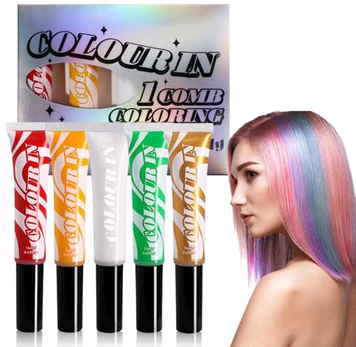 5Pcs Tizas Para El Pelo Niña Tizas Pelo Niña Pintura Pelo Niños Lavable Pintar Pelo Niña Tizas Para El Pelo Temporario Adecuado Para Carnaval Cosplay Cumpleaños Coloración Del Cabello En Fiestas