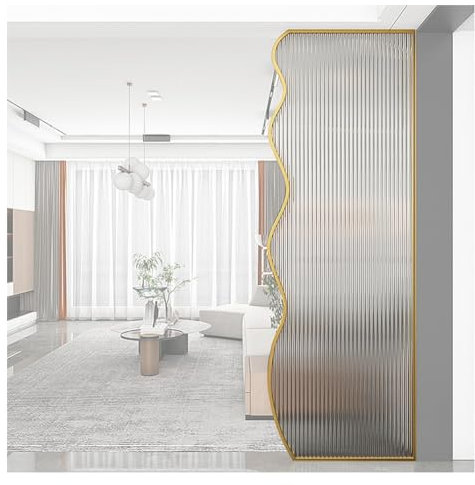 pujindu Moderner Raumteiler, Raumteiler Aus Metall Und Glas, Glasduschtüren Für Badewanne Für Begehbare Badezimmer Im Hotel(Gold-B,30x140cm)