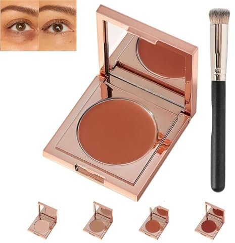 Correttore contorno occhi in argilla colorata, Correttore colore for occhiaie, Nascondi e illumina le occhiaie, Correttore idratante sotto gli occhi for donna, con pennello(Orange)