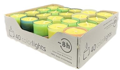 Fündig Colorlights Pastell Edition Teelichter 40er Pack (bunt sortiert) Lange Brenndauer von 7-8 Stunden Ideal für Ambiente, Feiern & Dekoration Umweltfreundliches Wachs