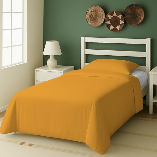 Pizuna Bettwäsche 140x200 + 70x90 Baumwolle Honiggold 400 Fadenzahl | 2-Teilig 100% Langstaple Baumwolle Bettbezug und Kissenbezug, Mako Satin Bettwäscheset 140x200 + 70x90 Mako Satin