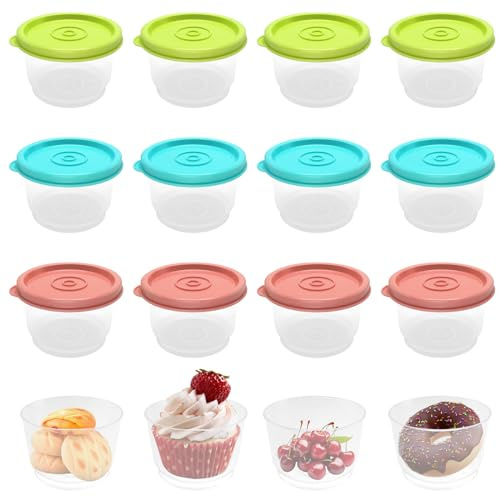 Gefrierdosen Klein, 160ml Kleine Dose mit Deckel, Stapelbare Snack-Boxen | 12 Stück Frischhaltedosen für Mikrowellen Gefrierschrank, Kleine Dosen zum Einfrieren für Saucen, Dips, Dressings
